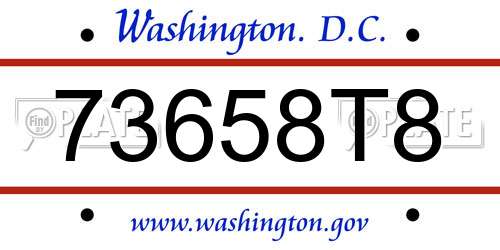 73658T8 District Of Columbia License Plate