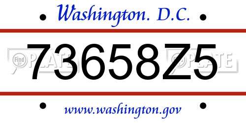 73658Z5 District Of Columbia License Plate