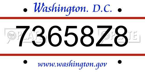 73658Z8 District Of Columbia License Plate
