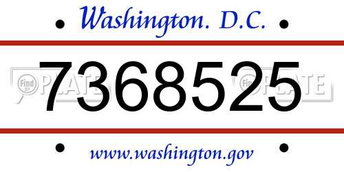7368525 District Of Columbia License Plate