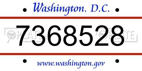 7368528 District Of Columbia License Plate