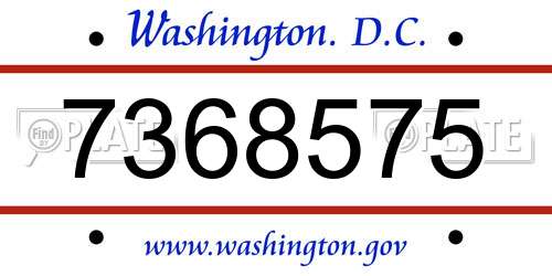 7368575 District Of Columbia License Plate
