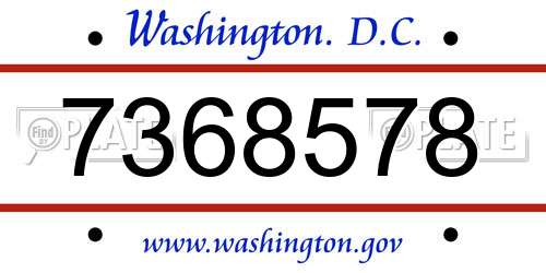 7368578 District Of Columbia License Plate