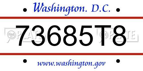 73685T8 District Of Columbia License Plate