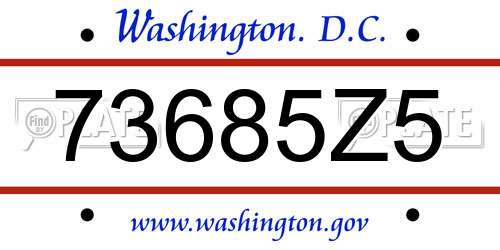 73685Z5 District Of Columbia License Plate