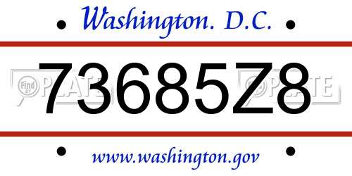 73685Z8 District Of Columbia License Plate