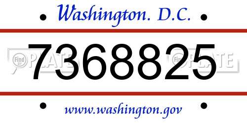 7368825 District Of Columbia License Plate