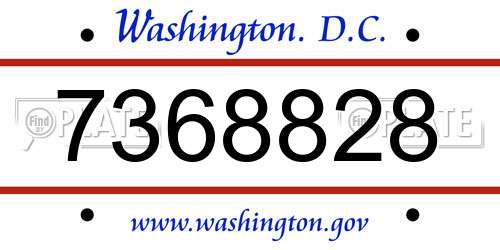 7368828 District Of Columbia License Plate