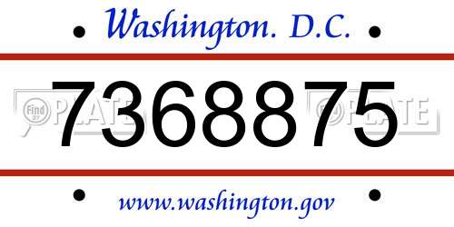 7368875 District Of Columbia License Plate