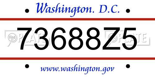 73688Z5 District Of Columbia License Plate