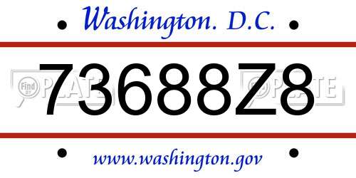 73688Z8 District Of Columbia License Plate