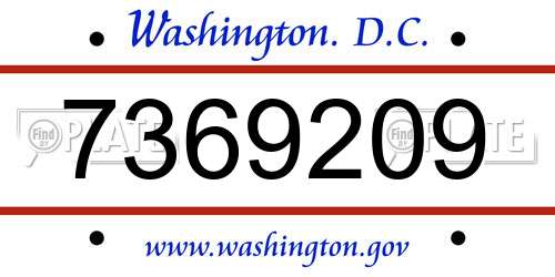 7369209 District Of Columbia License Plate
