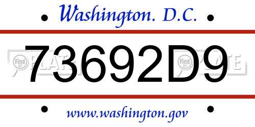 73692D9 District Of Columbia License Plate