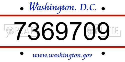 7369709 District Of Columbia License Plate