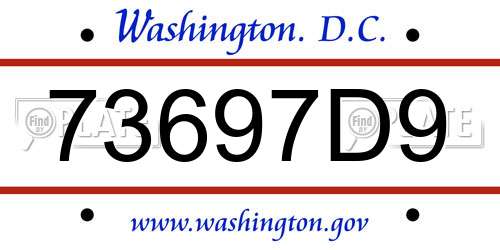 73697D9 District Of Columbia License Plate