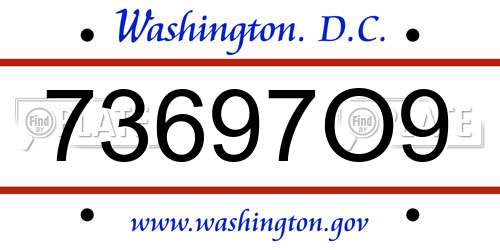73697O9 District Of Columbia License Plate