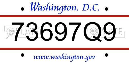 73697Q9 District Of Columbia License Plate
