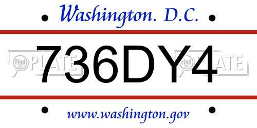 736DY4 District Of Columbia License Plate