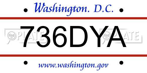 736DYA District Of Columbia License Plate
