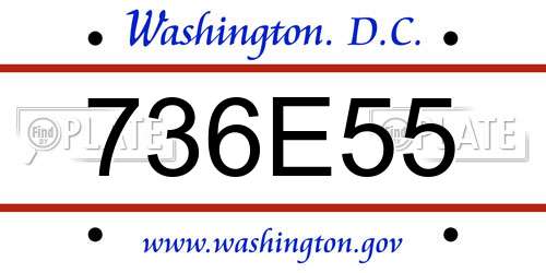 736E55 District Of Columbia License Plate