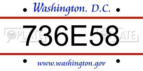736E58 District Of Columbia License Plate
