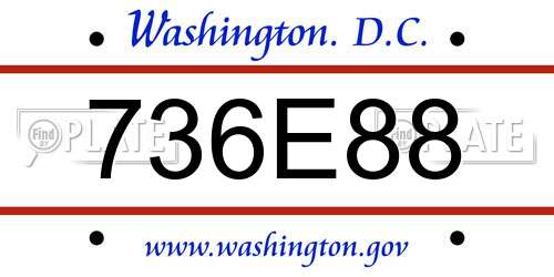 736E88 District Of Columbia License Plate
