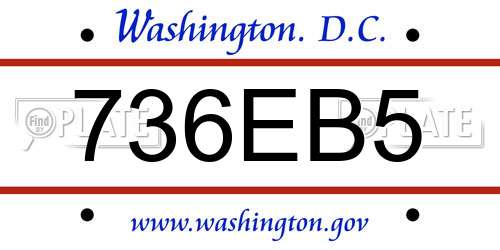 736EB5 District Of Columbia License Plate