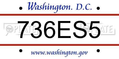736ES5 District Of Columbia License Plate