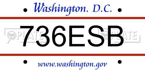 736ESB District Of Columbia License Plate