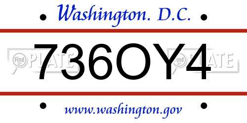 736OY4 District Of Columbia License Plate