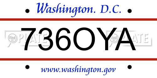 736OYA District Of Columbia License Plate
