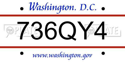 736QY4 District Of Columbia License Plate