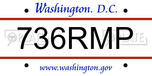 736RMP District Of Columbia License Plate