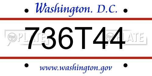 736T44 District Of Columbia License Plate