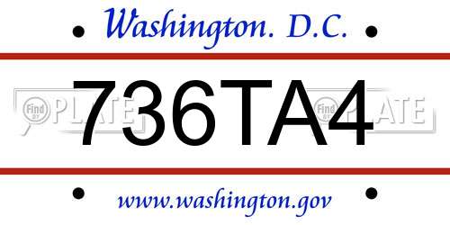 736TA4 District Of Columbia License Plate