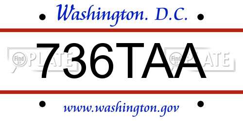 736TAA District Of Columbia License Plate