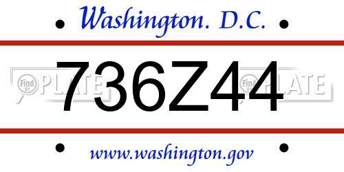 736Z44 District Of Columbia License Plate