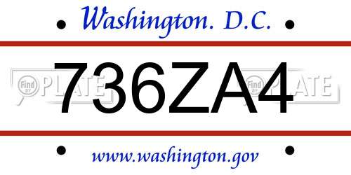 736ZA4 District Of Columbia License Plate