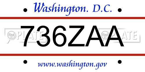 736ZAA District Of Columbia License Plate