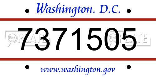 7371505 District Of Columbia License Plate