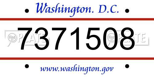 7371508 District Of Columbia License Plate