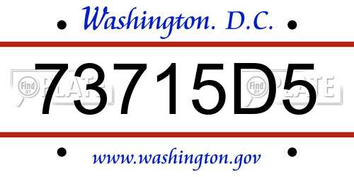 73715D5 District Of Columbia License Plate