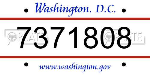 7371808 District Of Columbia License Plate