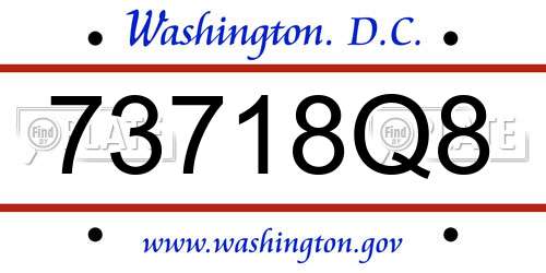 73718Q8 District Of Columbia License Plate