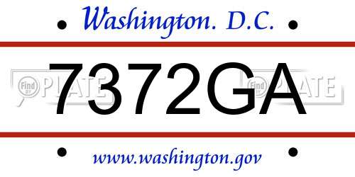 7372GA District Of Columbia License Plate