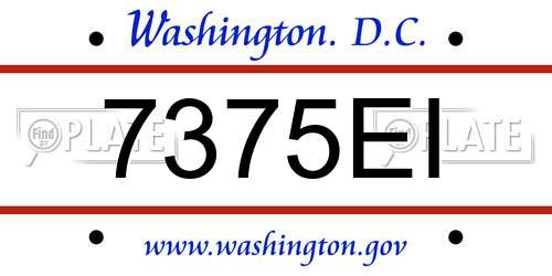 7375EI District Of Columbia License Plate