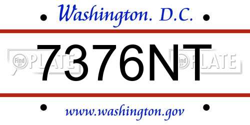 7376NT District Of Columbia License Plate