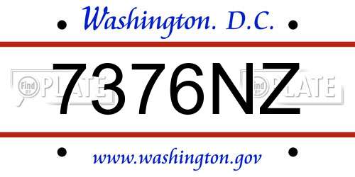 7376NZ District Of Columbia License Plate