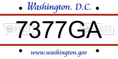 7377GA District Of Columbia License Plate