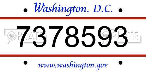 7378593 District Of Columbia License Plate